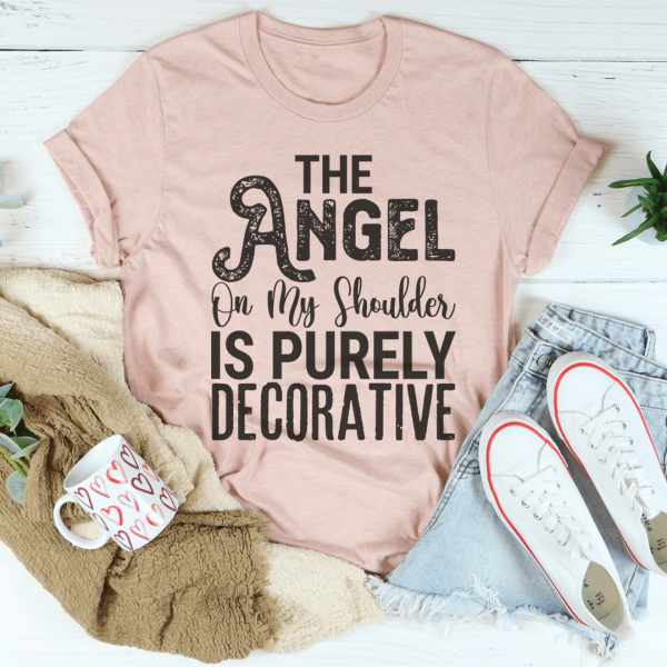 The Angel On My Shoulder Is Purely Decorative Tee Online now - Image 2