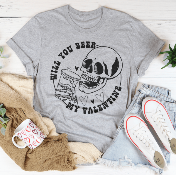 Will You Beer My Valentine Tee on Sale - Image 2