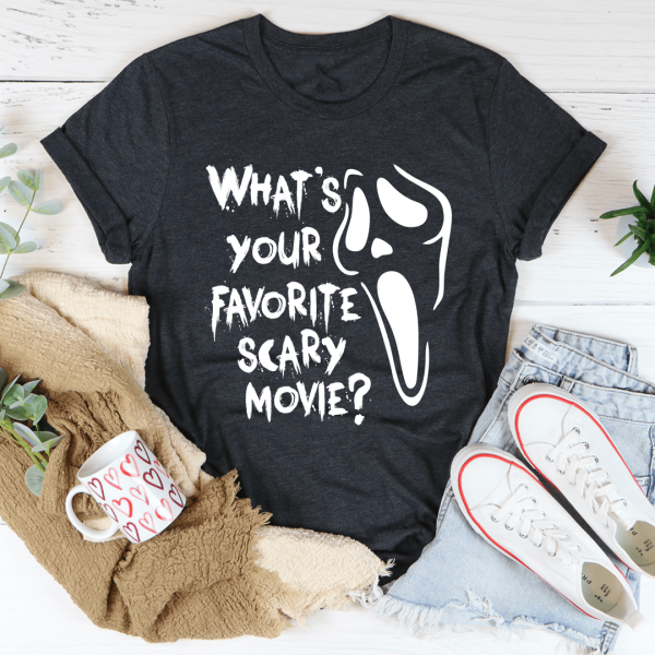 What s Your Favorite Scary Movie Tee For Sale - Image 4